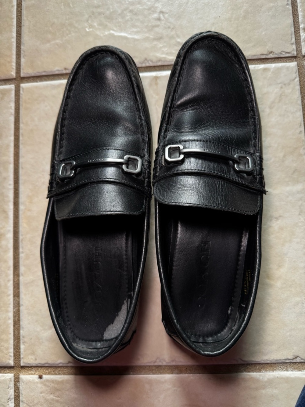 Coach Mens Mott Driver Black Leather Slip-On Loafers  Sz- 9.5D Pre-owned